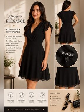 Little Black Dress -- Express Black Satin V-Neck Blouse